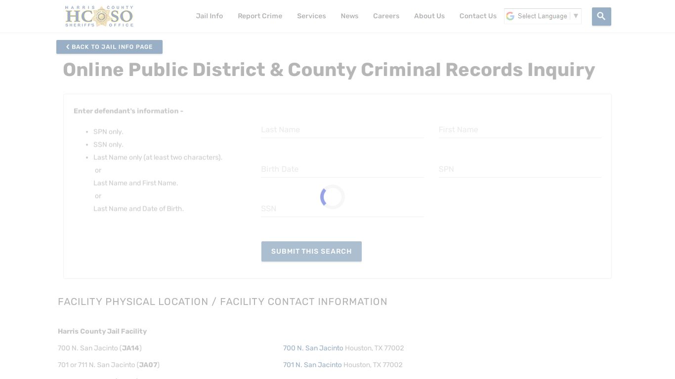 Online Public District & County Criminal Records Inquiry—Harris County ...